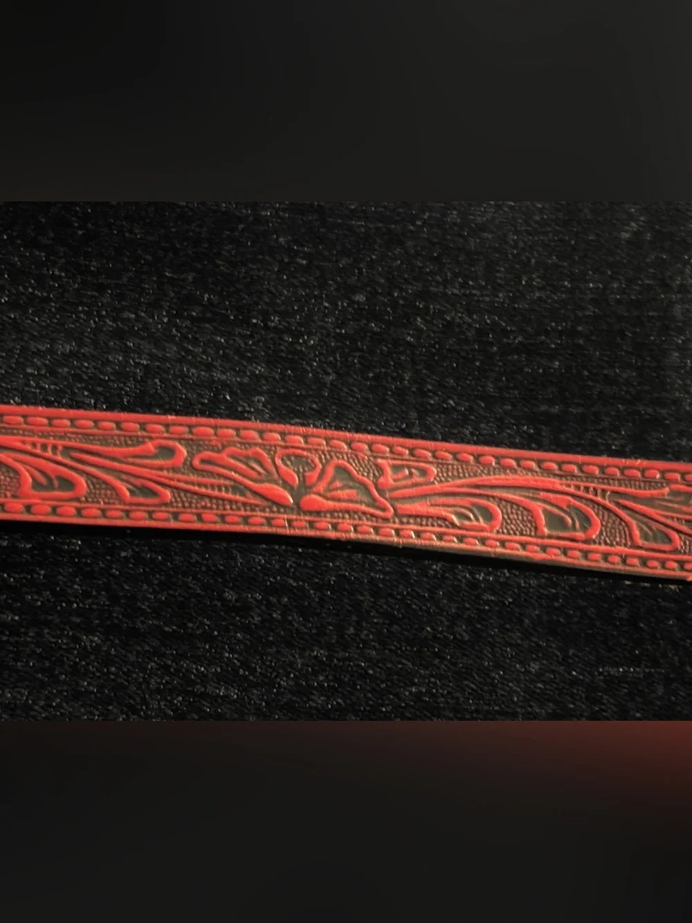 Circle Y of Yokum Vintage Tooled Red Leather Western Belt & Buckle - Child Size